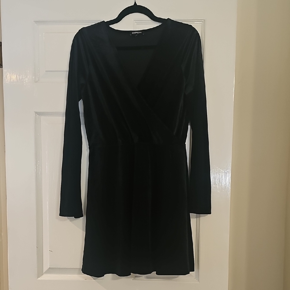 Express Black Velvet Long Sleeve Dress